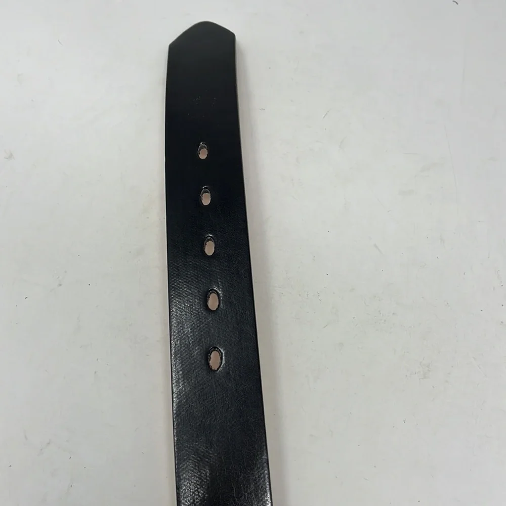 Classic Black Leather Men’s Belt with Silver Buckle